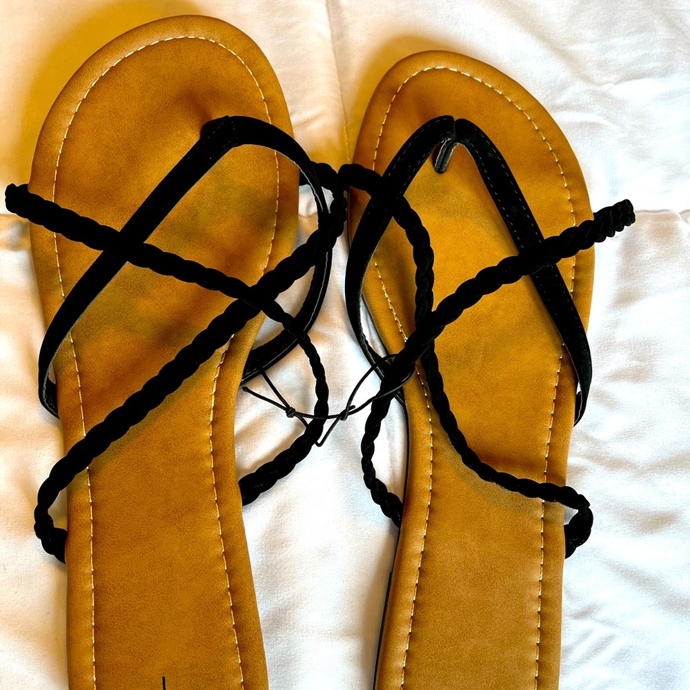 Ladies size 10, black sandals.